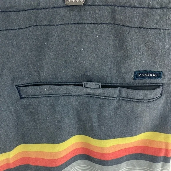 Rip Curl Blue and Red - Board Shorts with Retro Stripes - Lay Days - Size 34 - Picture 7 of 8